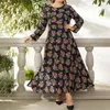 Sukienki Plus Size 4XL 5XL Smock Sukienka Kobieta 2022 Jesień Z Długim Rękawem Kwiatowy Print Casual Duży Maxi