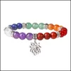 Charm Bracelets Jewelry Yoga 7 Chakkra Natural Stone Beads Bracelet Tree Of Life Lotu Women Mens Fashion Will And Sandy Drop Delivery 2021 8