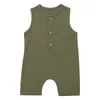 Summer Baby Boys Girls Rompers Toddler Kids Playsuit Jumpsuits Cotton Linen Infant Sleeveless Clothes Ropa Overalls 220426