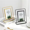 Metal Glass PO Frame Golden Iron Picture Stand Nordic Home Decoration Painting Poster Bookshelf Decor Ocessório 220628