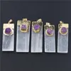 Pendant Necklaces Natural Stone Selenite Plaster Purple Druzy Agate Men Pendants Charm Rock Mineral Jewelry Reiki Healing Energy Souvenir 10