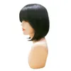 Parrucche corte Bob per donne nere Parrucche di capelli umani diritte brasiliane di colore naturale con frangia Parrucca con frangia senza colla fatta a macchina