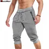 MAGCOMSEN Summer Joggers Mens Below Knee Sweatpants Training Fitness Gyms Pants Zip Pocket Drawstring Elastic Waist Track 220622