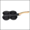 OUTROS Cookware de cozinha Barra de jantar Home Garden Medical Stone Quatro buracos frigideiras Pan plana de massa de bolinhos de ovo de ovo Dhvt4