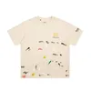 Fashion Designer Letter Firework Printing T-shirts Old Wash Graffiti Logo Short-sleeved Streetwear Brand Tops for Man and Women