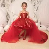 2022 rote Spitzenblume Mädchen Kleider für Hochzeit