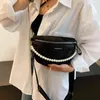 Fanny Packs for Women Fashion Soft tyg midjeväska Kvinnlig pärlpaket damer bred rem axel crossbody bröstsäckar 220609