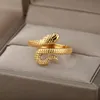 Snake -ringen voor vrouwen mannen roestvrij staal goud zilveren kleur vinger ring vintage gothic homme esthetische sieraden anillos mujer 220719