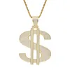 Pendant Necklaces Hip Hop CZ Stone Paved Bling Iced Out Big Size Dollars Money Sign Pendants Necklace For Men Rapper Jewelry Drop NecklacesP