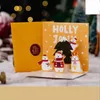 New Christmas 3D Greeting Cards Christmas Eve Christmas Greeting Happy Holiday Cards 3D Three-dimensional Santa Claus Card Elk Snowman