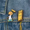 Jonny et Plank – broche en émail, badge EEnE, épingle à revers, col de chemise en Denim, bijoux de dessin animé d'enfance, cadeau pour amis GC1437