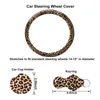 Steering Wheel Covers Cover Set For Most Anti-skid Leopard Print Car Protector With Keychain Coasters CoverSteering CoversSteering