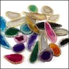 Arts et artisanat 40-55 mm naturel bleu rouge vert violet tranche d'agate charmes de pierre vent cloche tablette bricolage pull chaîne pendentif H Sports2010 Dhtnr