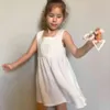 Été bébé fille robe bretelles sans manches princesse enfants vêtements striés porter coton blanc sauvagemode enfant 1-7 ans G220506