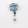 5st Key Rings Medical Sparkly Rhinestone Nurse Blue Heart Dractable PCT Badge Reel Holder For Gift