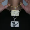 Hip Hop Letter Cut Da Big Square Pendant banade full kubisk zirkon med två tonpläterade halsband för män pojke punk smycken grossist