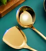 Dark green gold cooking pots set stainless steel cookware set non stick Spatula Shovel spoon kitchen utensils accessories