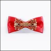 Neck Ties Fashion Accessories High Quality Pu Leather Bow For Men Designers Brand Tie Noble Diamond Metal Inlaid Luxury Wedding Bowtie Drop