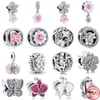 925 Srebrny urok koraliki Dangle Flower Flower Firey Bajki Butterfly Fit Pandora Charms Bransoletka DIY Akcesoria biżuterii