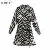 ZEVITY women vintage animal texture print sashes mini dress female batwing sleeve kimono vestido chic casual slim dresses DS4266 210322