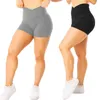 Mulheres verão fina fina fechamento esportes shorts cor sólida elástico alta cintura leggings para yoga y220417