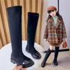 Autumn Winter Kids Long Boots For Girls Fashion Cool Rubber Knee-high Children's Motorcycle257H