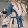 European Style Fur Long Sleeve Toka Double Face Wool Leather Warm Coat 2022 Winter Clothes Heavy Sequins Casual Elegant Jacket T220716