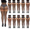 HOT NEW Plus Size Sexy Femmes Bas Résille Taille Haute Transparent Serré Avec Jarretière Ceinture Collants Crotchless Lingerie Femmes T220808