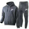 Two Piece Set Casual Fleece Tracksuit Kvinnor Vinterkvinnors uppsättningar överdimensionerade huva långärmad hoodie sportbyxor lady kostym märke logotyp