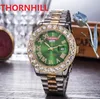 In vendita orologi completamente in acciaio inossidabile 43mm Movimento cronografo al quarzo Uomo Anello con grandi diamanti Numero romano Data automatica in cristallo da uomo vestito top model regalo maschile orologio da polso