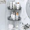Étagère de rangement pour salle de bain Porte-serviettes Porte-shampooing mural pour douche avec quatre crochets Sans perçage Accessoires de toilette de cuisine J220702