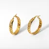 Hoop & Huggie Gold Plated Stainless Steel Geometric Wheat Ears Earrings For Women Simple Trendy Circle JewelryHoop
