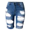 Atacado- verão alta cintura alta shorts mulheres denim vintage streetwear rasgado jeans curtos desgastados buraco feminino casual novo