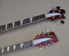 Dubbele nek Metallic Red Body 4+12 Strings elektrische gitaar met witte slagplaat, chromen hardware, palissander -toets, kan worden aangepast