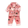 Çocuk pijamaları Set Toddler Kız Kızlar Buz İpek Saten Renk Üst Pantolon Set Bebek Takım Kıyısı Kıyafetleri Ev Giyim Çocuk Pijamaları 220627