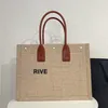 Women Rive Gauche Tote Beach Shopping Bag حقيبة يد قش قش من جلود أزياء أزياء بياضات سفر فاخرة كبيرة كتف كتف كتف