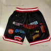 Basketball Short Real Embroidered Pocket Shorts JUST DON Mitchell and Ness With 4 Pocket Zipper Sweatpants Mesh Sport Pants