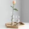 Kryształowa kula wazon na kwiaty bańka szklana butelka przezroczysta kula hydroponiczna Art Ware Tabletop Home Decor