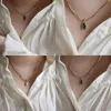 Pendant Necklaces Gold Plated Stainless Steel Snake Chain Square Zircon Emerald Black Bone Choker Necklace For Women Gift Neck Jew3132