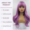 Long Purple Wig with Bangs Natural Synthetic Hair Wavy for Women Daily Party Coplay Heat Reitant Fiber Fahion 220622