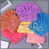 Shower Caps Bathroom Accessories Bath Home Garden Ll Coral Fleece Hat Cute Bowknot Dry Hair Thickening Wi Water Uptake Dh6Hg