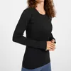 L-12 Yoga Womens Wear Warkly Tech Ladies Sports Tirts Terts Long Sleeve Thirts Thirts Moisture Wicking Knit High Flastic Fitness