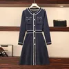 Casual Kleider Runway Designer Frauen Einreiher Pullover Kleid Frühling Herbst Grün Plaid Stricken Helle Seide Vestido S-4XLCasual