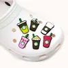 moq 100st thee met melk koffiekopje leuke cartoon patroon krokodillenbedels 2D Zacht rubber heerlijk Schoenaccessoires Schoenen Gespen bedel Decoraties passen tuinschoenen