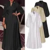 Robes de taille plus robe satin 2022 Vonda Sexy V couche Vol à manches longues Solides Bohemian Vestidos Loose Beach Sundress 5xl Oversize 2387