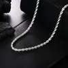Цепи Классическая 925 Серебряные серебряные ожерелья украшения 16-24 дюйма 4-мм веревочная цепь для женщин мужское ожерелье Рождественские подарки