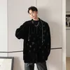 Męskie koszulki męskie męskie gwiazdy łańcucha łańcucha luźna koszulka z długim rękawem Kurtka kardiganowa oversize harajuku streetwear moda vintage Malemen's