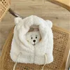 Bérets japonais mignon dessin animé ours d'oreille chapeau agneau en peluche chaude protection épaissie avec masque pour femmes girlberets