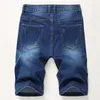 Shorts listrado verão homem na altura do joelho luz lavada demin curto moda masculina roupas de rua alta buraco em linha reta w220426