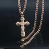 Naszyjniki wiszące 2 Style kobiety mężczyźni pedant biżuteria 585 Rose złoto Kolor biały krzyż Cross Crystal Naszyjnik